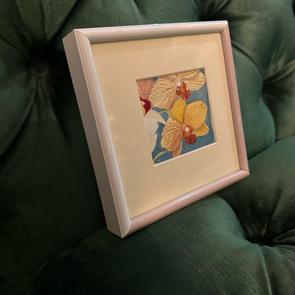 Floral Wall Water Art with Pink Frame